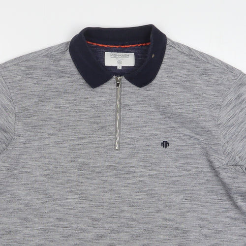 MishMash Womens Grey Cotton Basic Polo Size L Collared