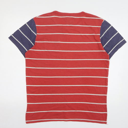Soviet Mens Multicoloured Striped Cotton T-Shirt Size L Round Neck
