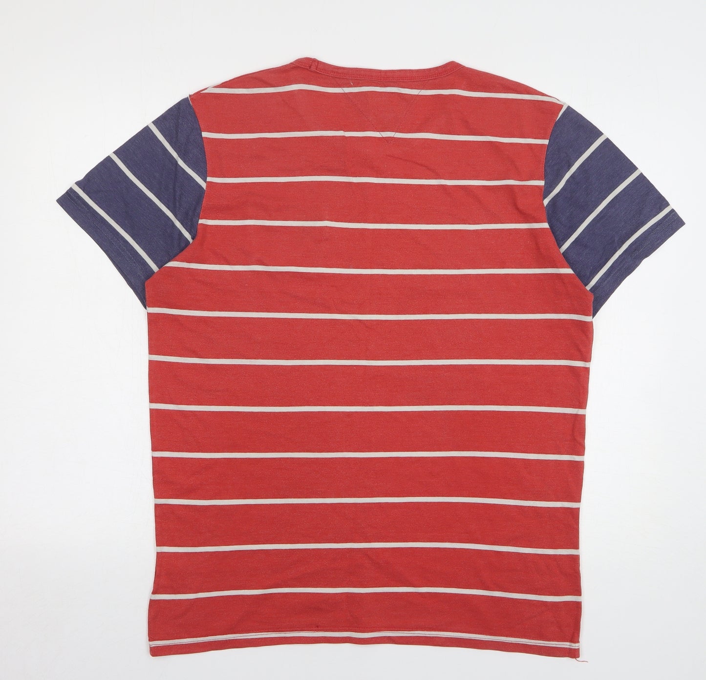Soviet Mens Multicoloured Striped Cotton T-Shirt Size L Round Neck
