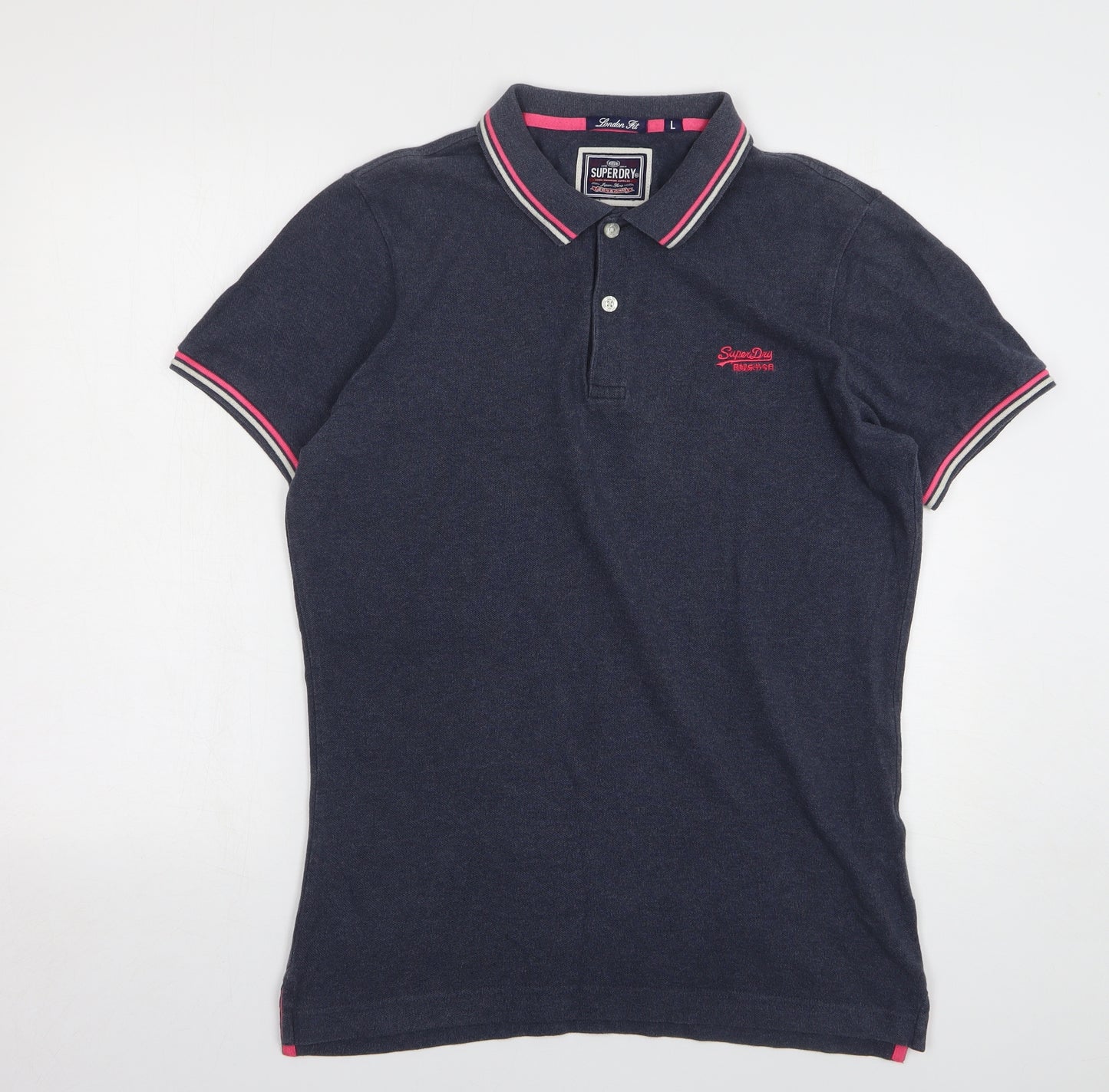 Superdry Womens Grey Cotton Basic Polo Size L Collared