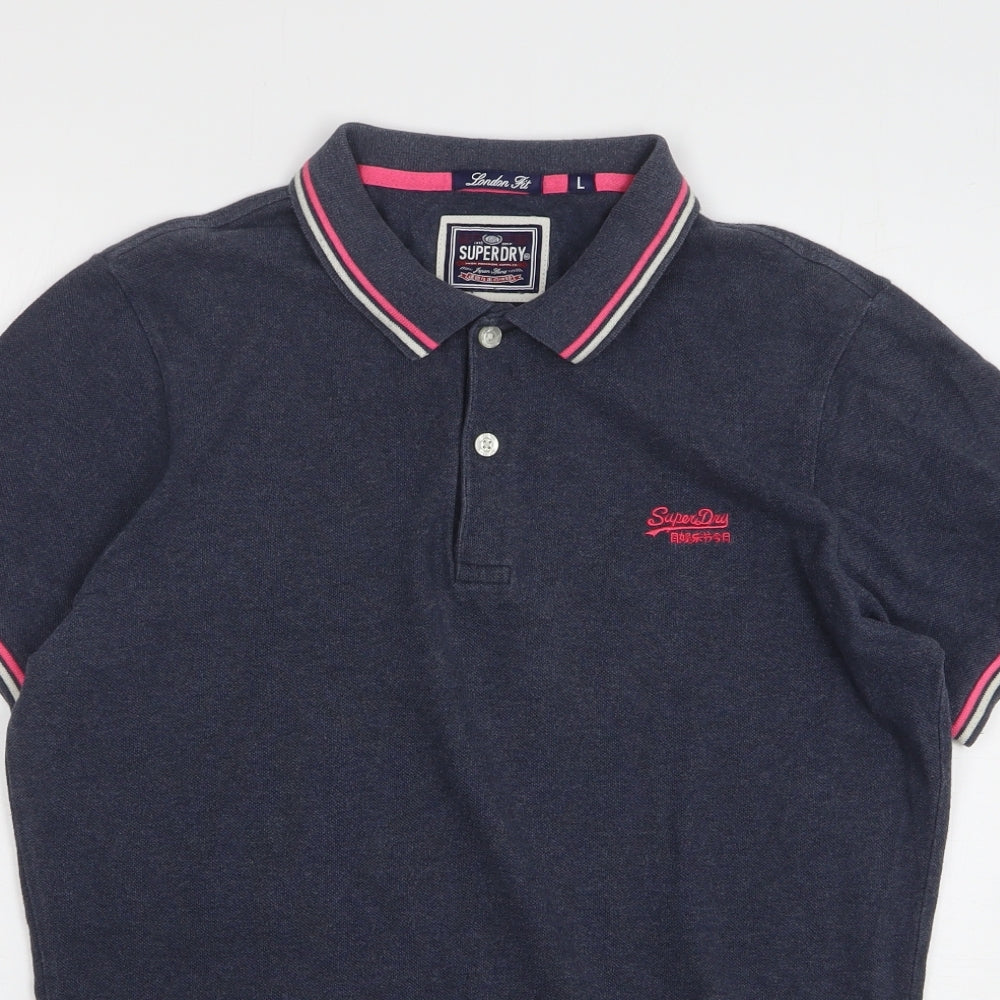Superdry Womens Grey Cotton Basic Polo Size L Collared