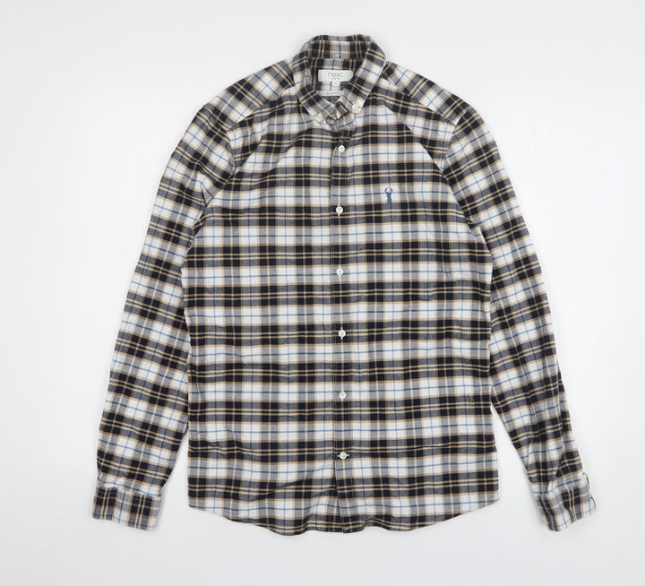 NEXT Mens Multicoloured Plaid Cotton Button-Up Size S Collared Button