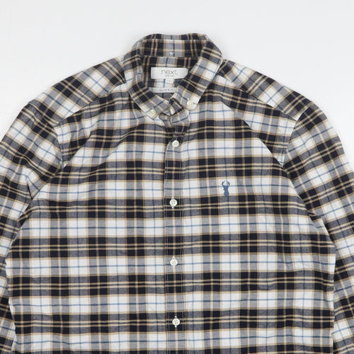NEXT Mens Multicoloured Plaid Cotton Button-Up Size S Collared Button