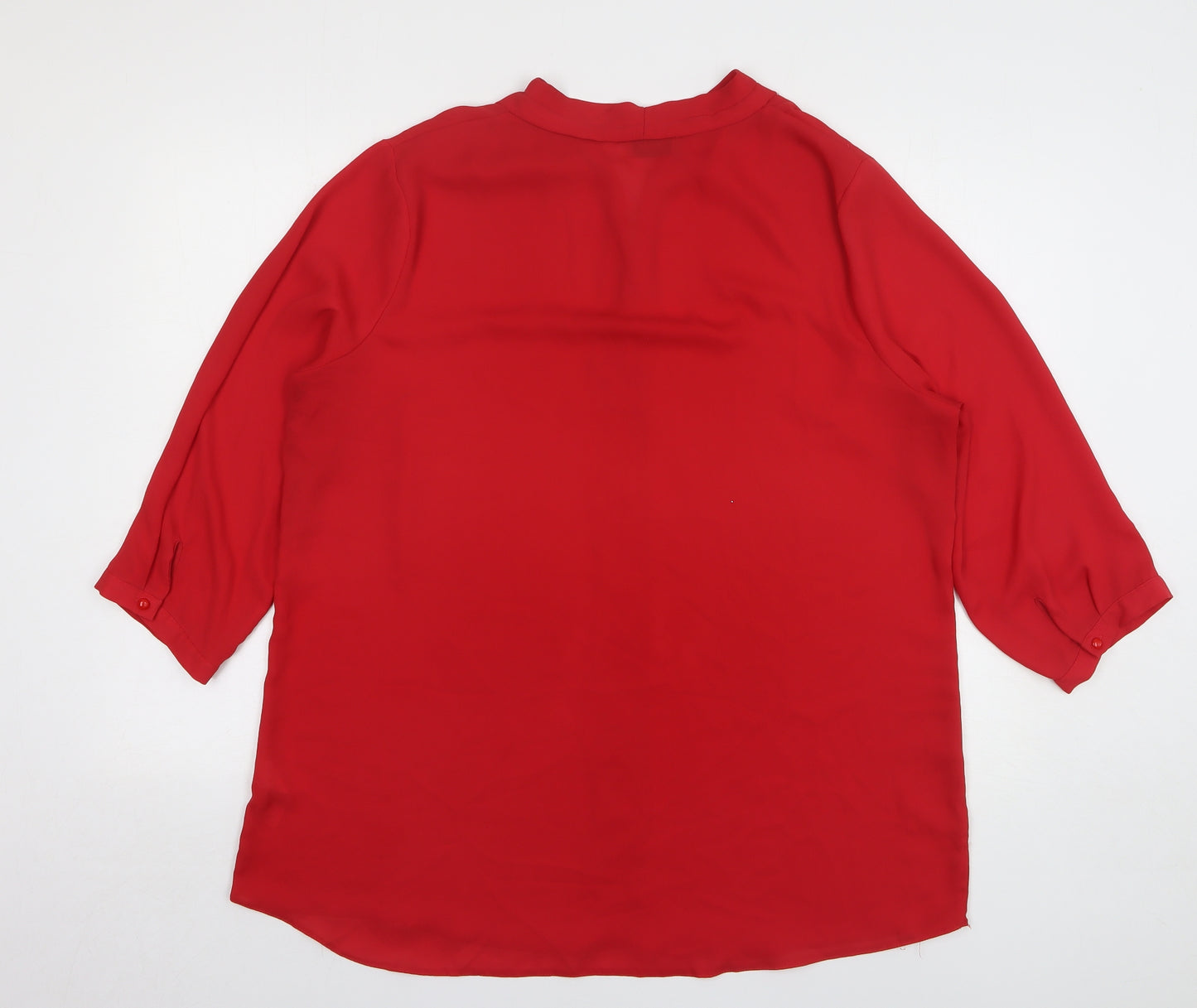 Soon Womens Red Polyester Basic Blouse Size 18 V-Neck