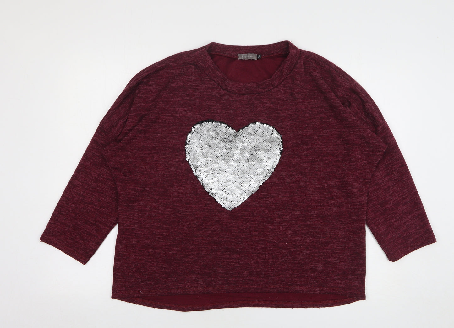 First Avenue Womens Purple Round Neck Acrylic Pullover Jumper Size M - Love Heart