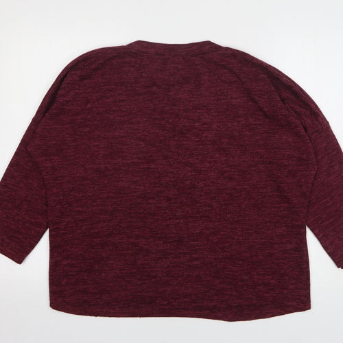 First Avenue Womens Purple Round Neck Acrylic Pullover Jumper Size M - Love Heart
