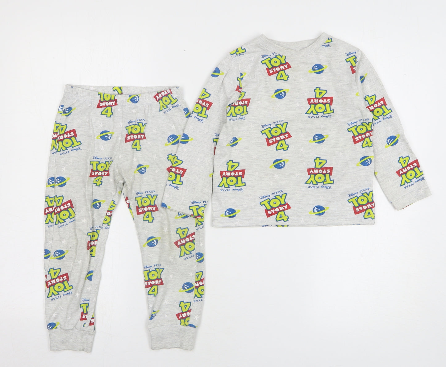 Disney Toy Story Boys Grey Geometric Cotton Pyjama Set Size 2-3 Years Pullover