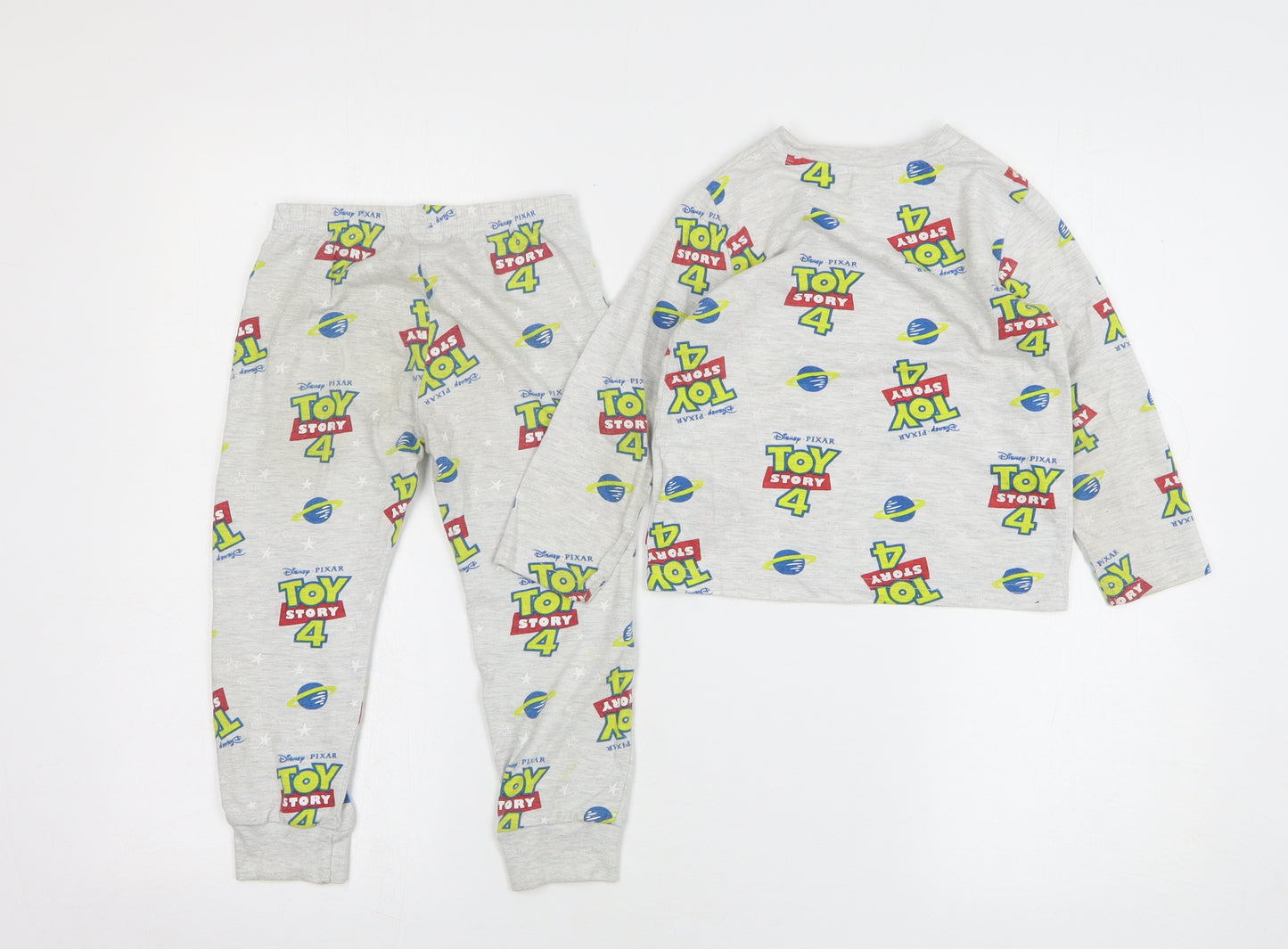 Disney Toy Story Boys Grey Geometric Cotton Pyjama Set Size 2-3 Years Pullover