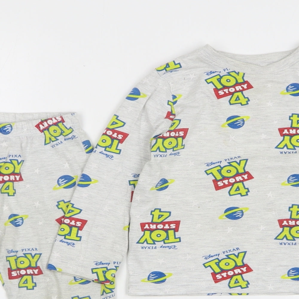 Disney Toy Story Boys Grey Geometric Cotton Pyjama Set Size 2-3 Years Pullover