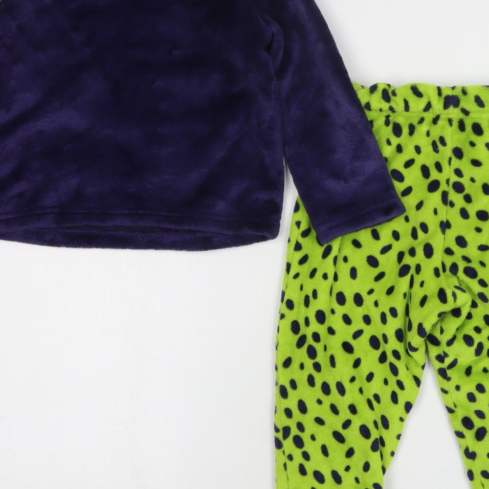 Jeff&Co Boys Green Polka Dot Polyester Pyjama Set Size 3-4 Years Pullover - Dinosaur