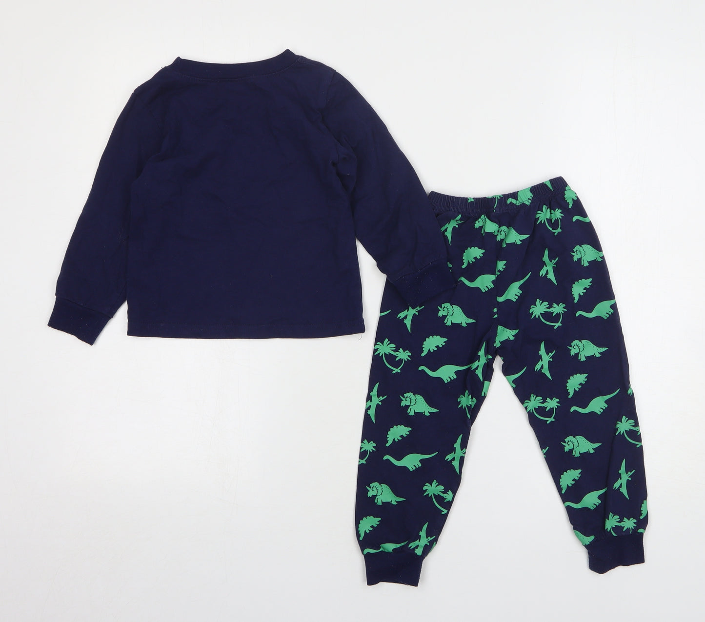 Smazero Boys Blue Geometric Cotton Pyjama Set Size 3 Years Pullover - Dinosaurs