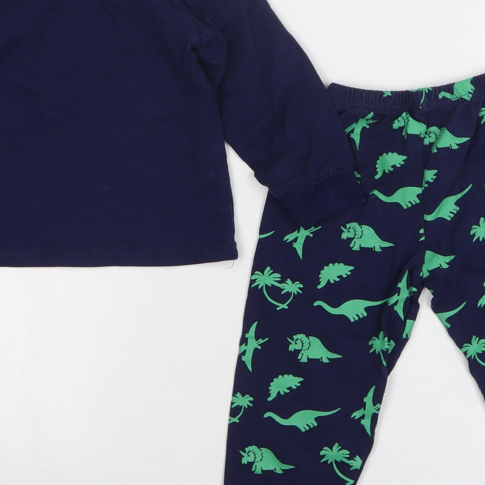 Smazero Boys Blue Geometric Cotton Pyjama Set Size 3 Years Pullover - Dinosaurs