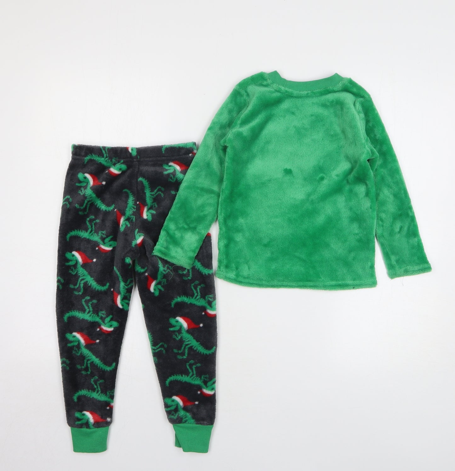 Dunnes Stores Boys Green Geometric Polyester Pyjama Set Size 3-4 Years Pullover - Christmas Dinosaur