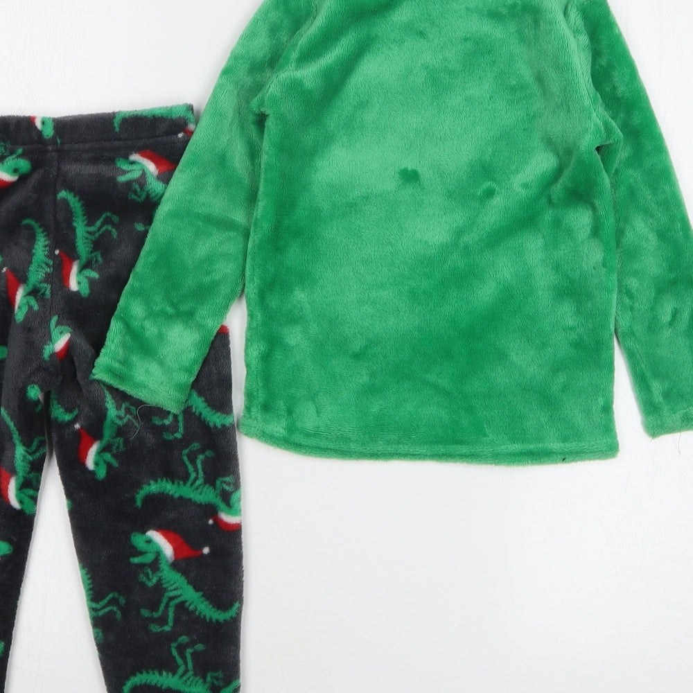 Dunnes Stores Boys Green Geometric Polyester Pyjama Set Size 3-4 Years Pullover - Christmas Dinosaur