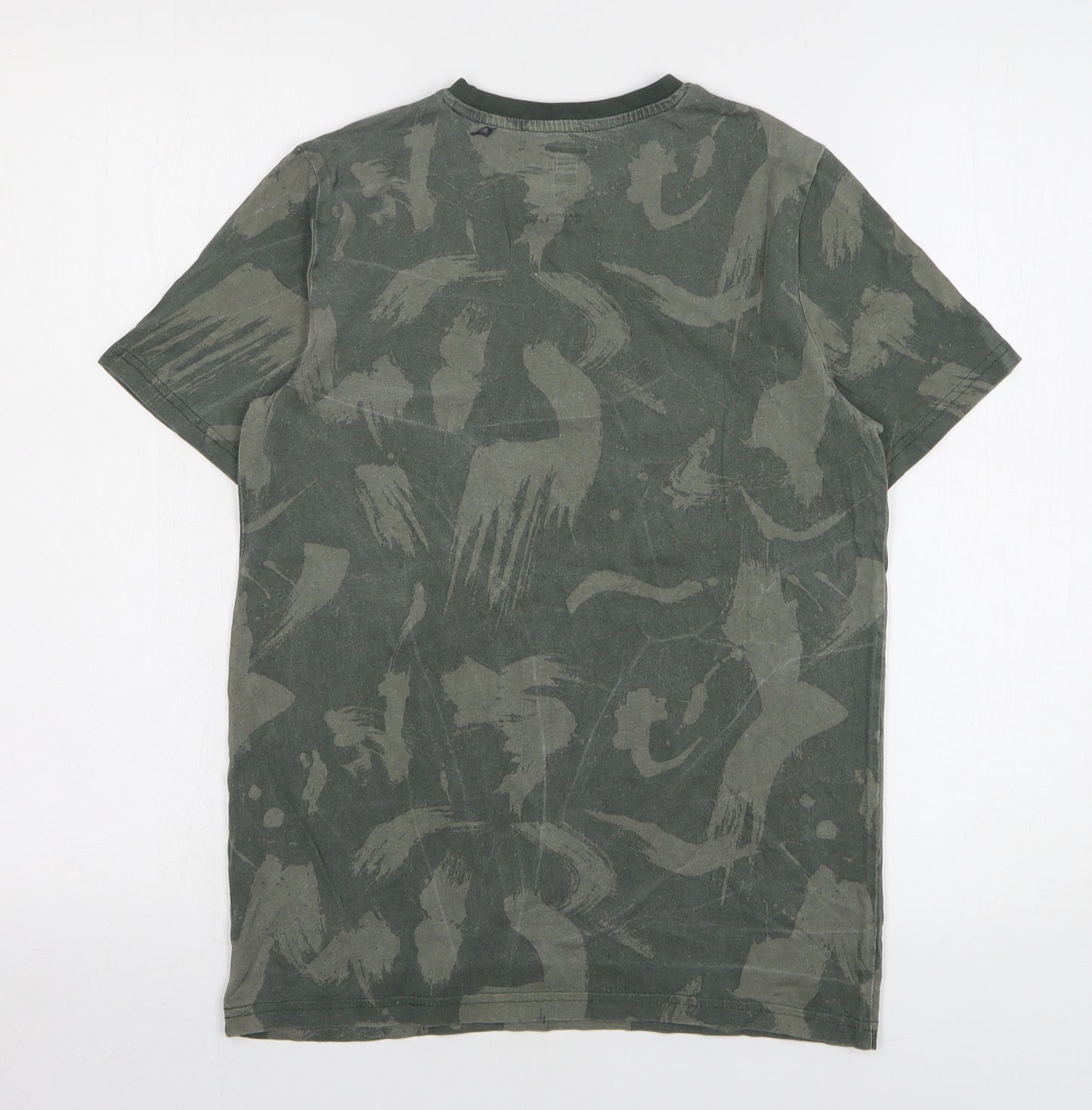 F&F Boys Green Camouflage Cotton Basic T-Shirt Size 12-13 Years Round Neck Pullover
