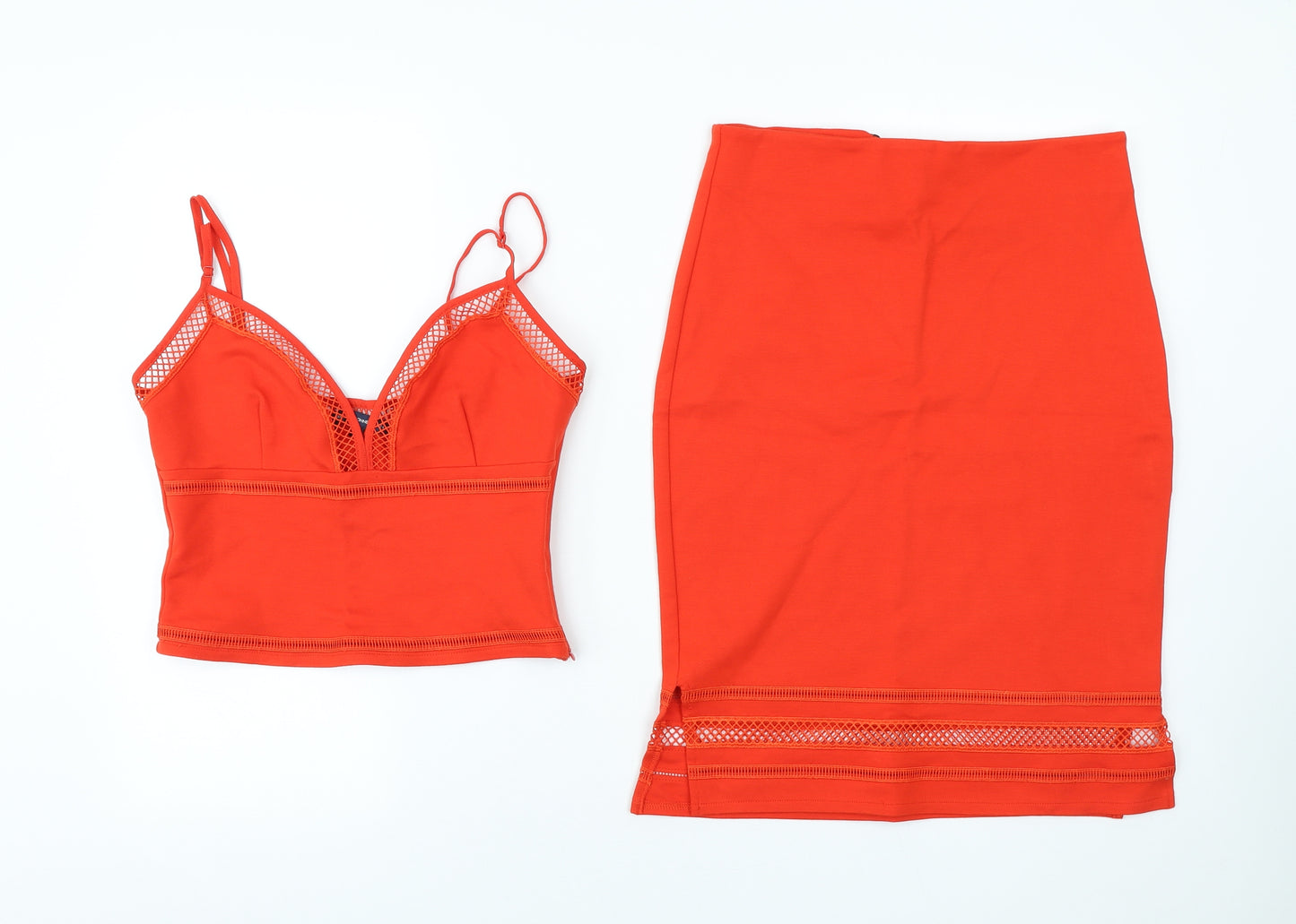 French Connection Womens Orange Viscose Straight & Pencil Set Size S Zip - Cami Top