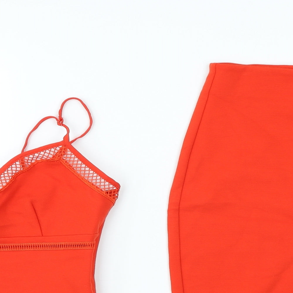 French Connection Womens Orange Viscose Straight & Pencil Set Size S Zip - Cami Top