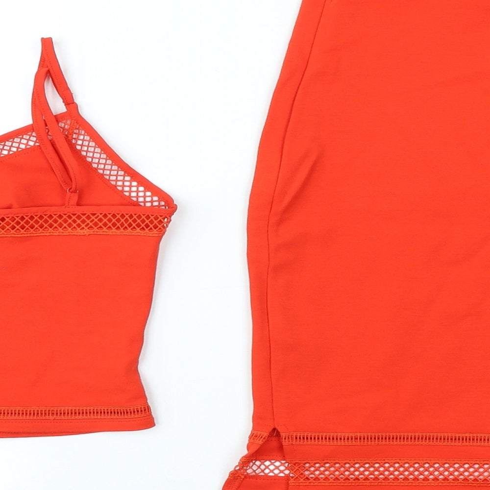 French Connection Womens Orange Viscose Straight & Pencil Set Size S Zip - Cami Top