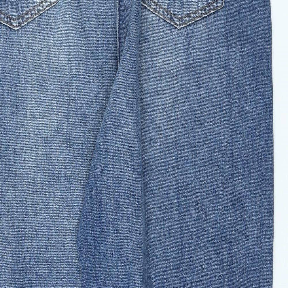 Boohoo Womens Blue Cotton Mom Jeans Size 16 L26 in Regular Buckle