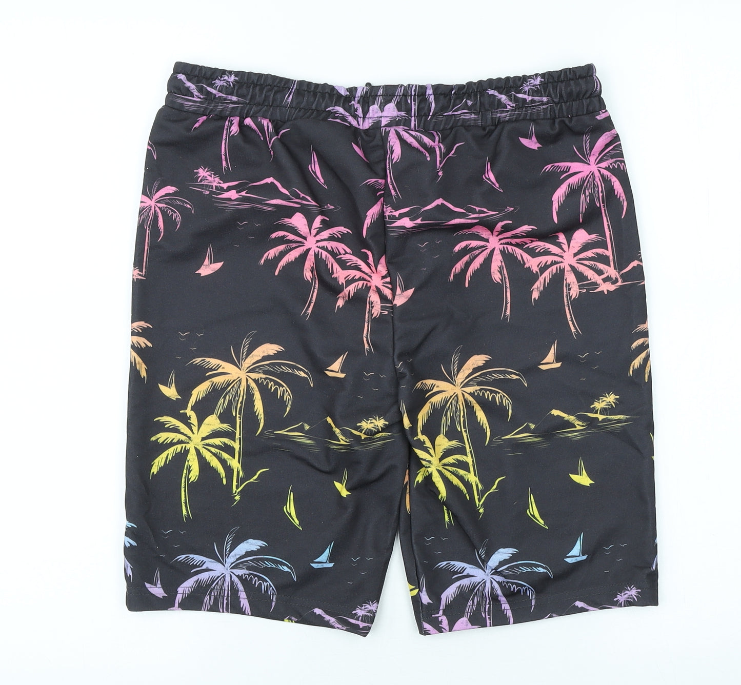 Primark Boys Black Polyester Sweat Shorts Size 13-14 Years Regular Tie - Miami Beach