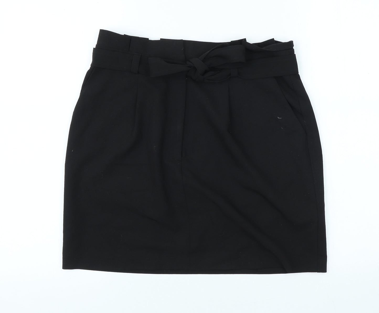 New Look Womens Black Polyester Straight & Pencil Skirt Size 10 Hook & Eye