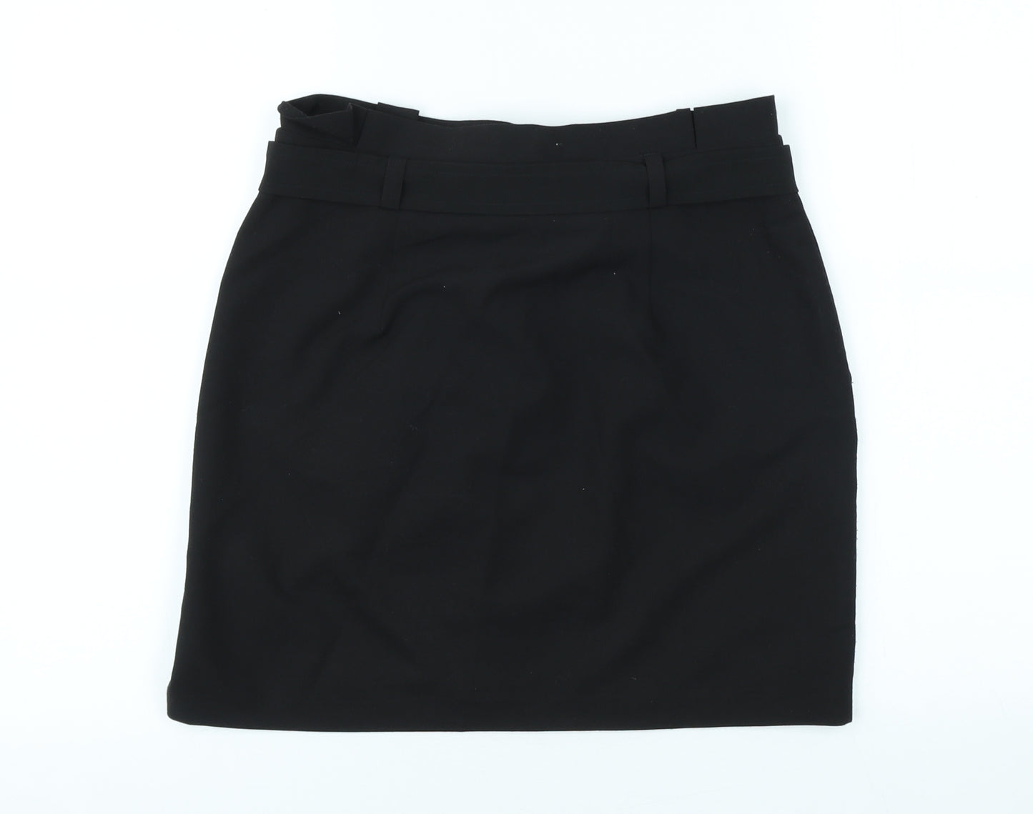 New Look Womens Black Polyester Straight & Pencil Skirt Size 10 Hook & Eye