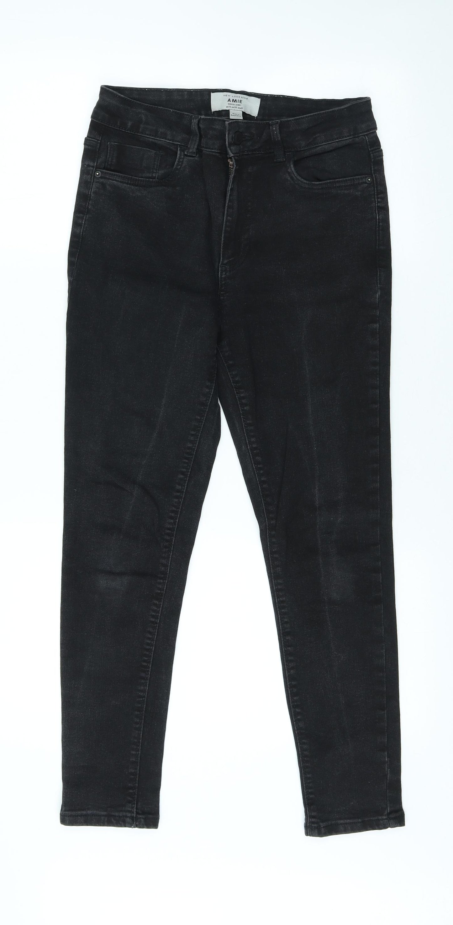 Topshop Womens Black Cotton Skinny Jeans Size 10 L26 in Regular Button