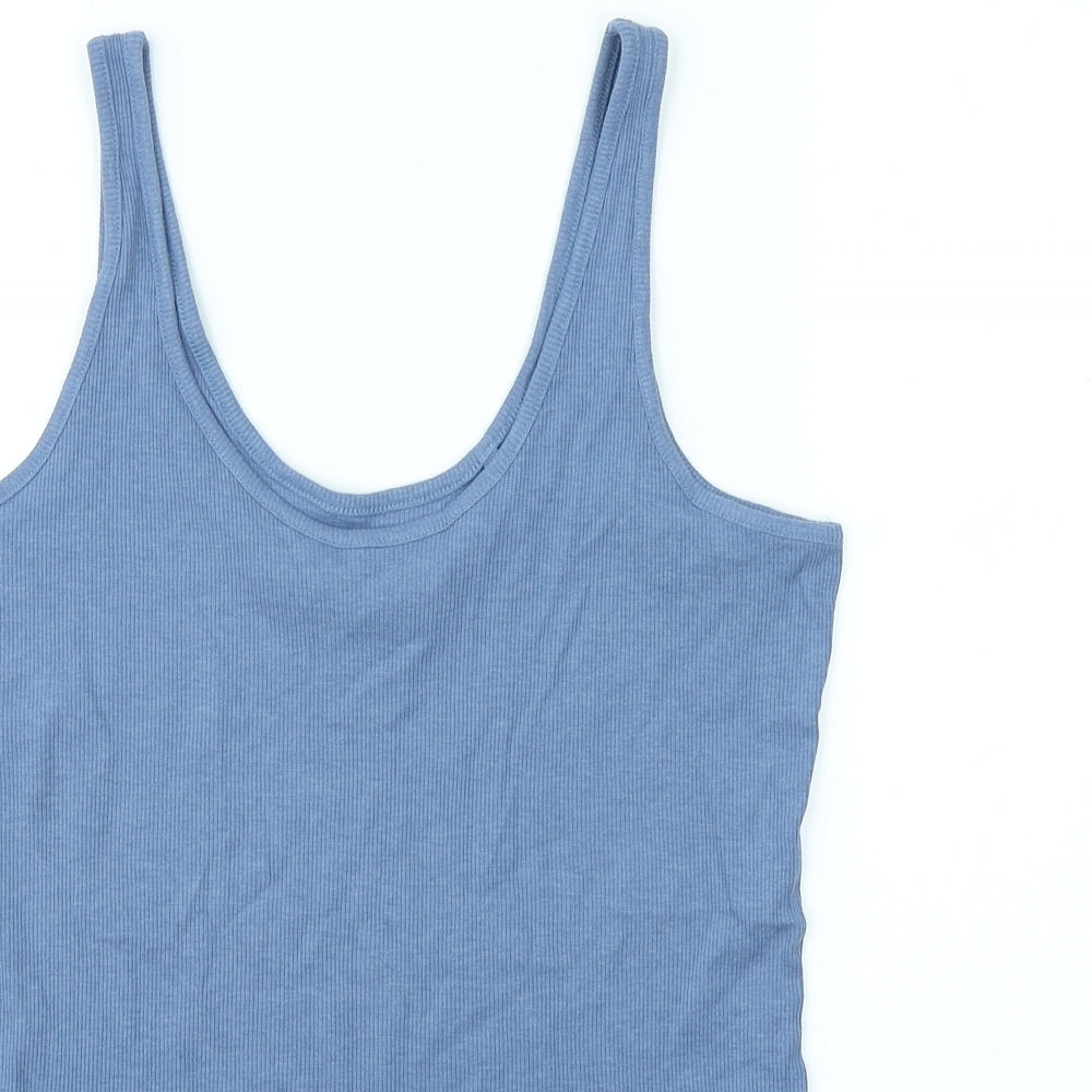 NEXT Womens Blue Cotton Basic Tank Size 18 Scoop Neck