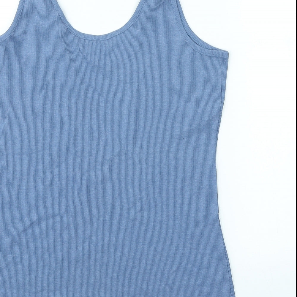 NEXT Womens Blue Cotton Basic Tank Size 18 Scoop Neck