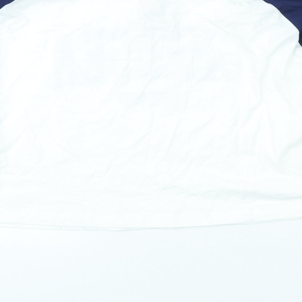 Primark Womens White Colourblock Cotton Cropped T-Shirt Size L Round Neck - Chelsea London