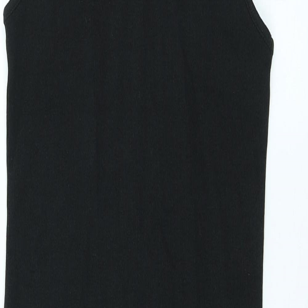Zara Womens Black Cotton Bodycon Size M Roll Neck Pullover