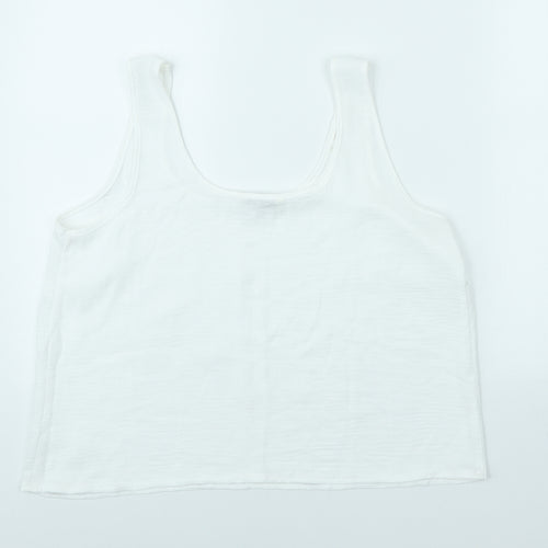 George Womens White Polyester Cropped Tank Size M Scoop Neck