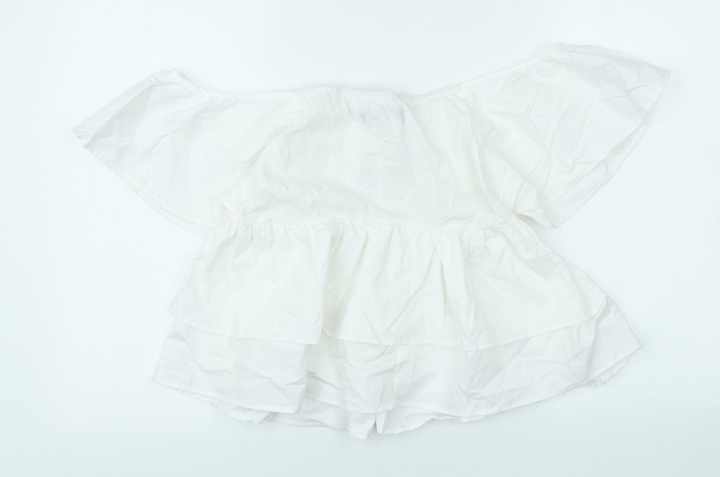 Cameo Rose Womens White Polyester Basic T-Shirt Size 12 Off the Shoulder
