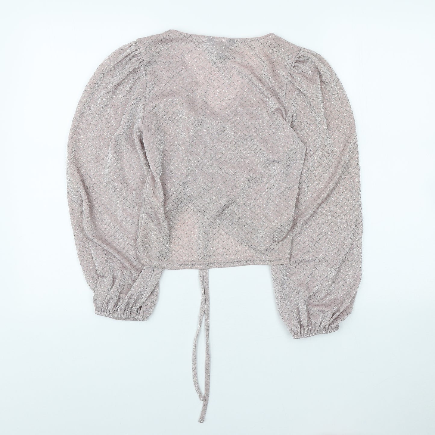 New Look Womens Pink Nylon Basic Blouse Size 12 Scoop Neck - Ruched