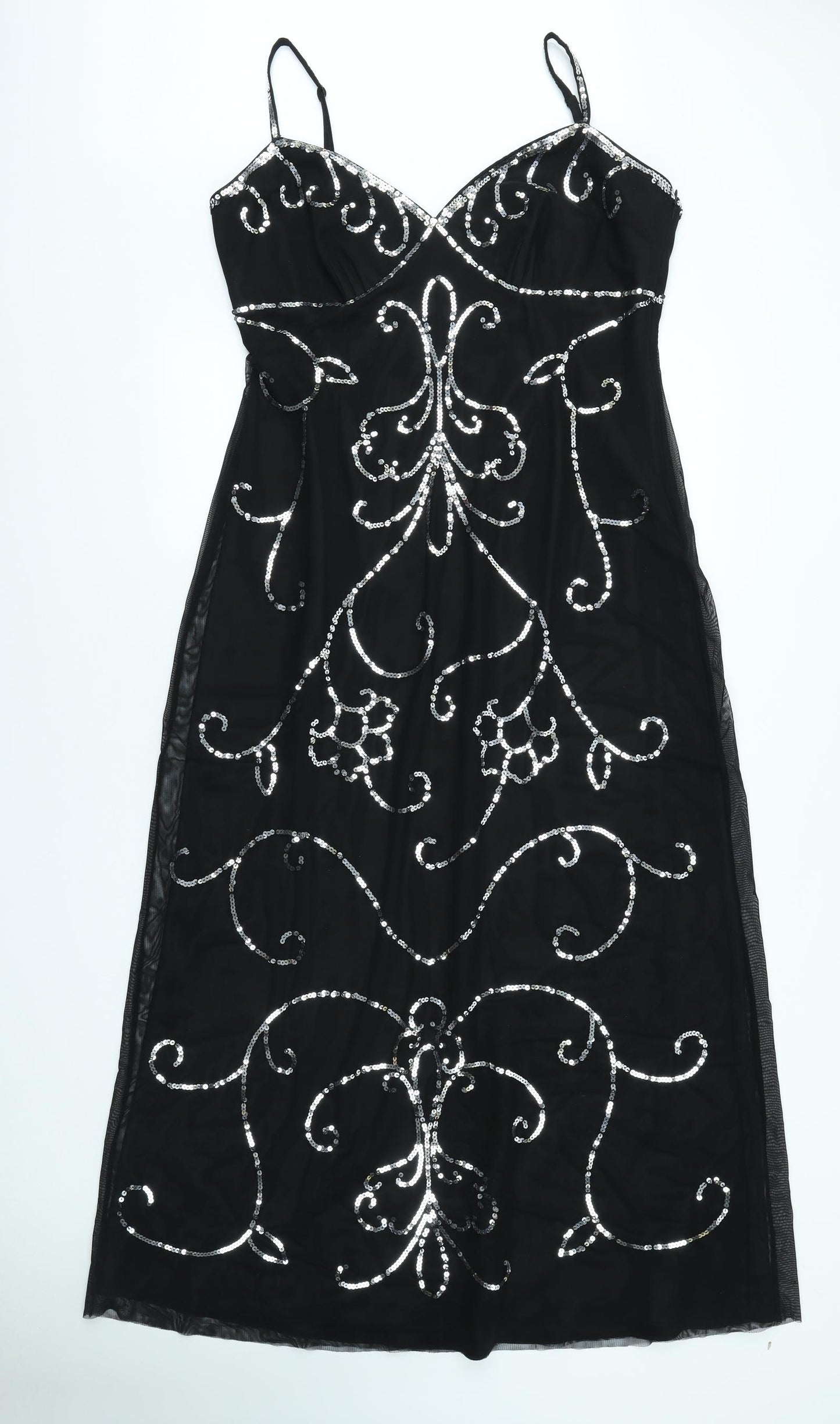 Debut Womens Black Geometric Polyester A-Line Size 16 Sweetheart Zip