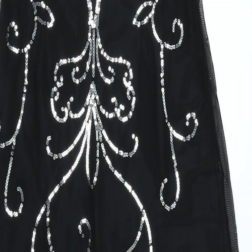 Debut Womens Black Geometric Polyester A-Line Size 16 Sweetheart Zip