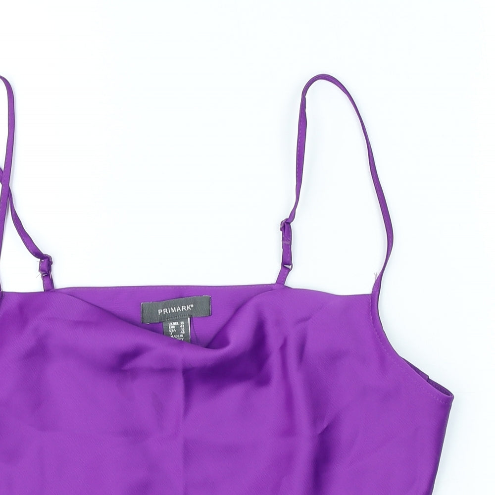 Primark Womens Purple Polyester Cropped Tank Size 14 Cowl Neck