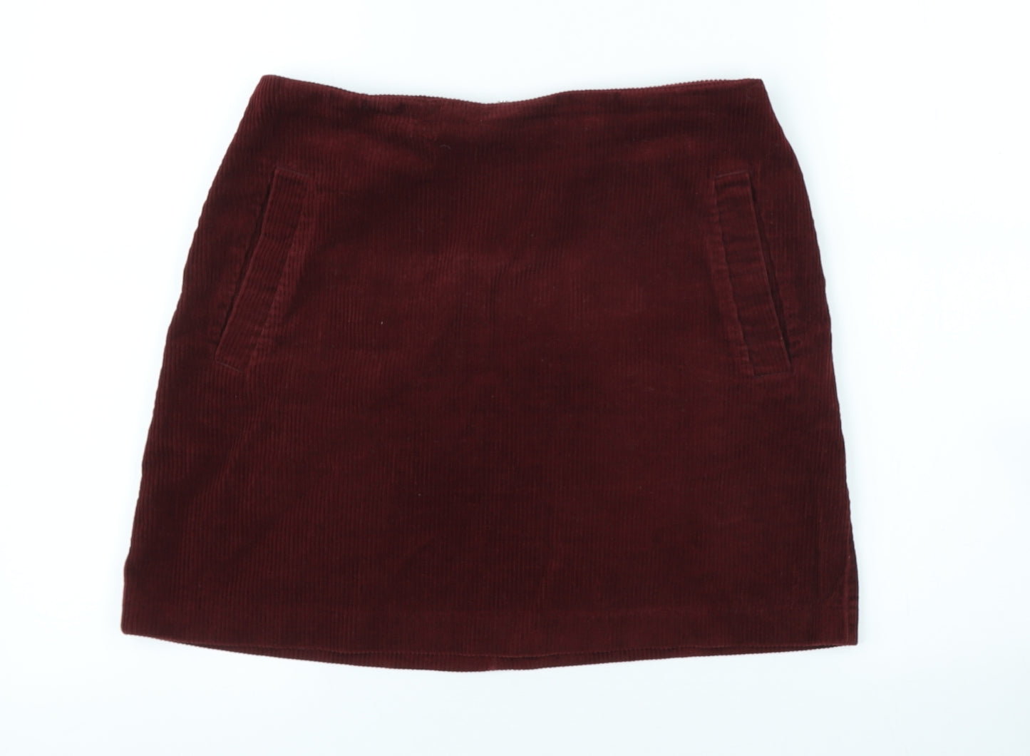 New Look Womens Red Cotton Straight & Pencil Skirt Size 10 Zip