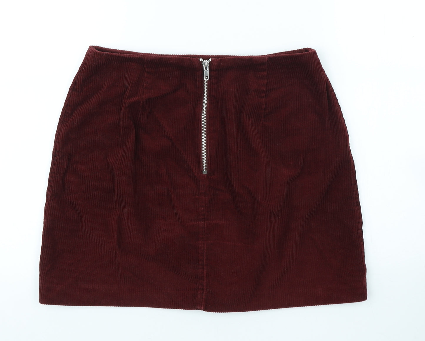New Look Womens Red Cotton Straight & Pencil Skirt Size 10 Zip