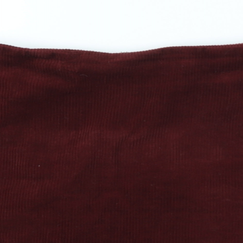 New Look Womens Red Cotton Straight & Pencil Skirt Size 10 Zip