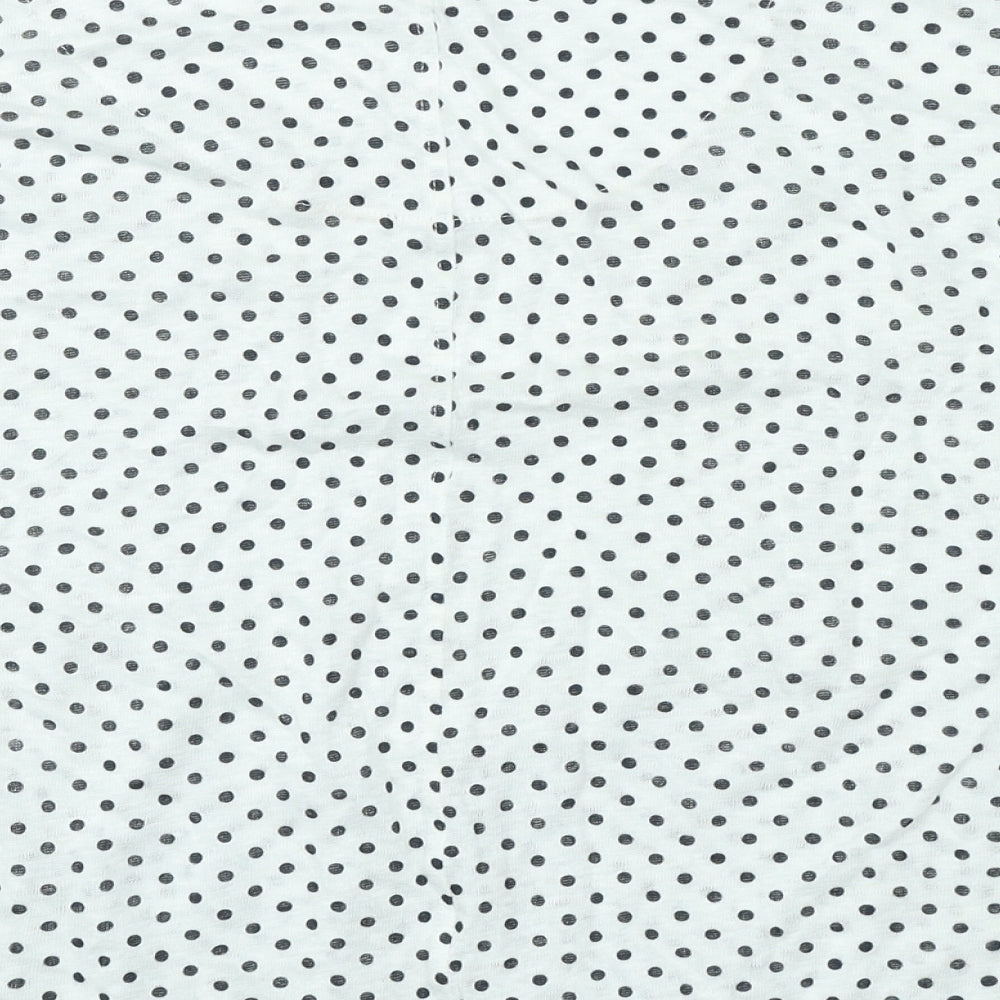NEXT Womens White Polka Dot Linen Basic T-Shirt Size 18 Scoop Neck