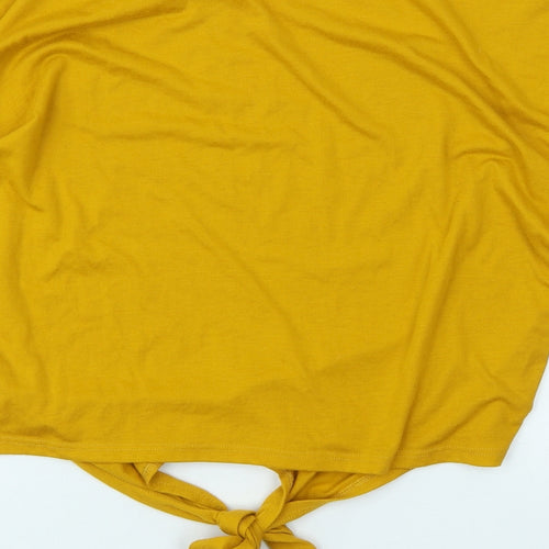 Primark Womens Yellow Polyester Basic T-Shirt Size 8 Scoop Neck