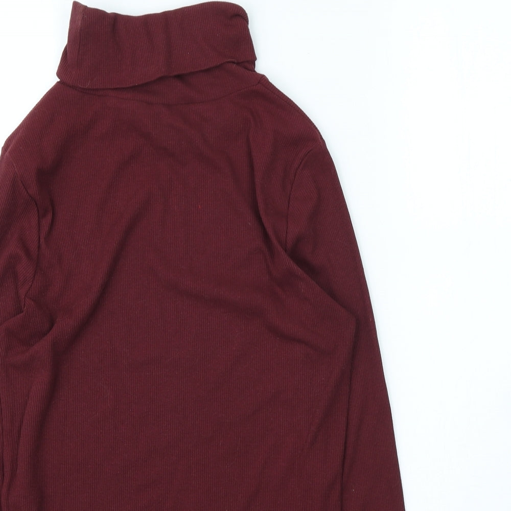 New Look Womens Red Cotton Basic T-Shirt Size 16 Roll Neck