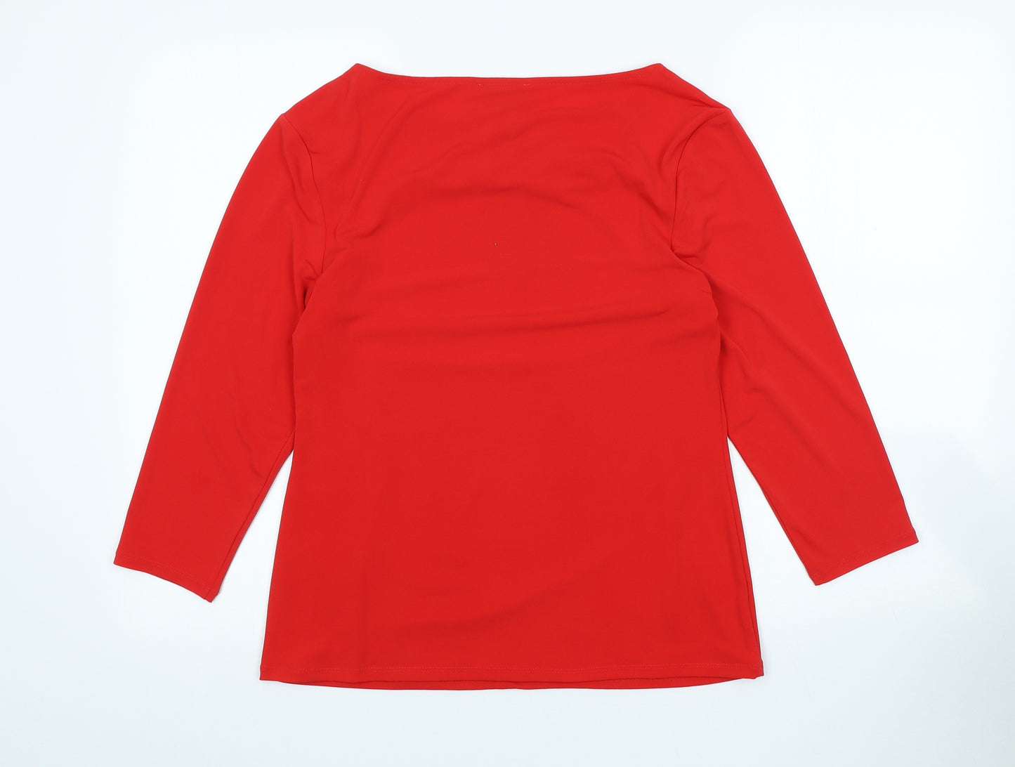 Carmen Womens Red Polyester Basic T-Shirt Size L Scoop Neck