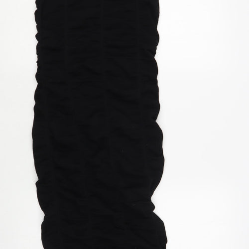 Zara Womens Black Viscose Bodycon Size XS Round Neck Button - Embellished Neckline