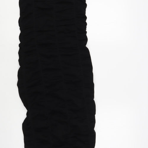 Zara Womens Black Viscose Bodycon Size XS Round Neck Button - Embellished Neckline