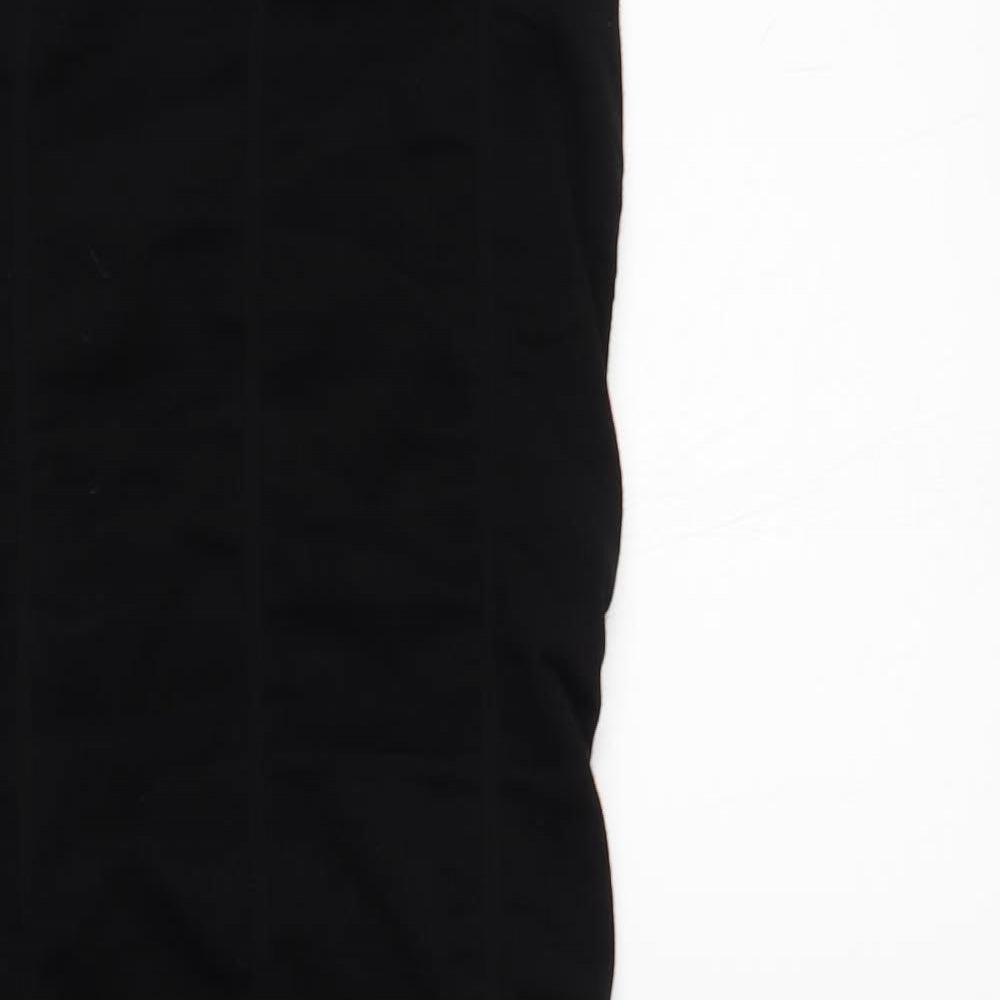 Zara Womens Black Viscose Bodycon Size XS Round Neck Button - Embellished Neckline