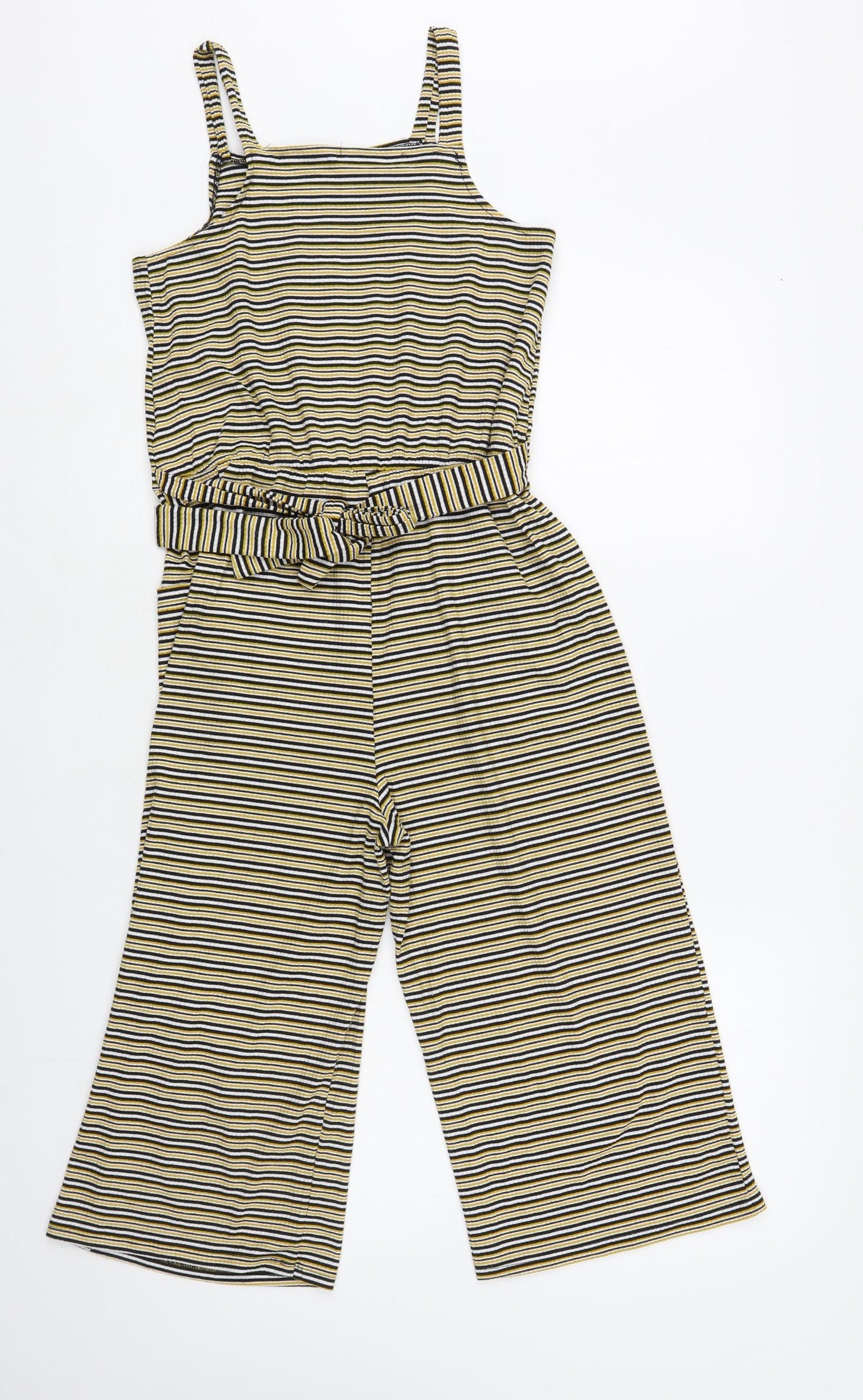 Matalan Girls Multicoloured Striped Polyester Jumpsuit One-Piece Size 12 Years Button