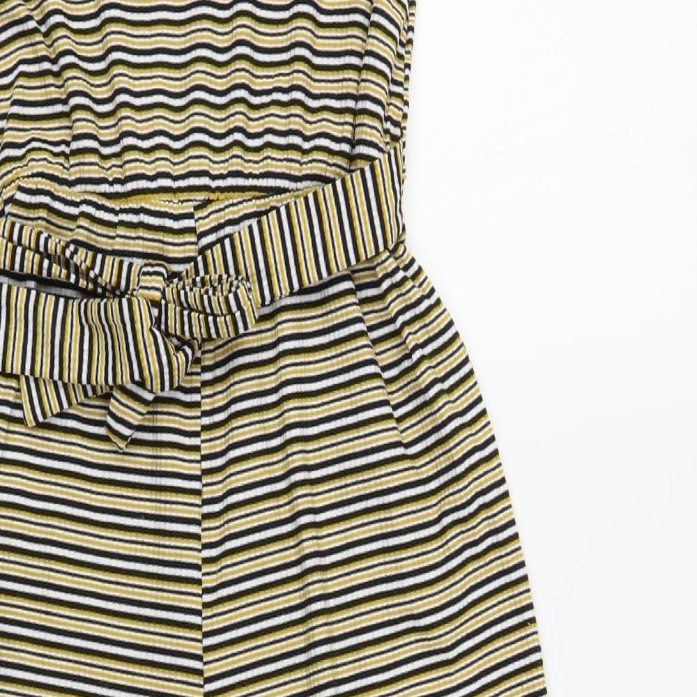 Matalan Girls Multicoloured Striped Polyester Jumpsuit One-Piece Size 12 Years Button