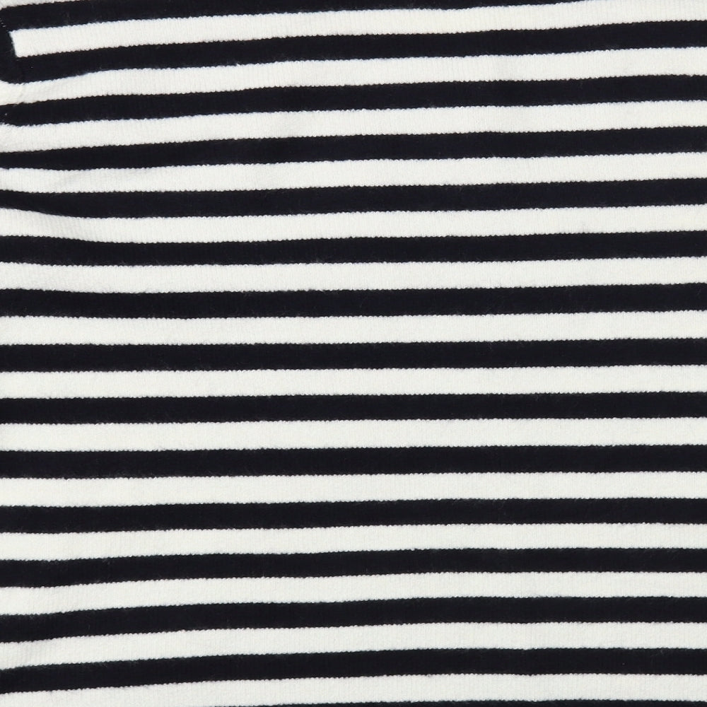 TU Womens Black Boat Neck Striped Acrylic Pullover Jumper Size 18